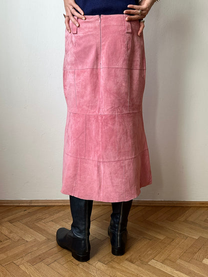 Pink suede skirt W30~31