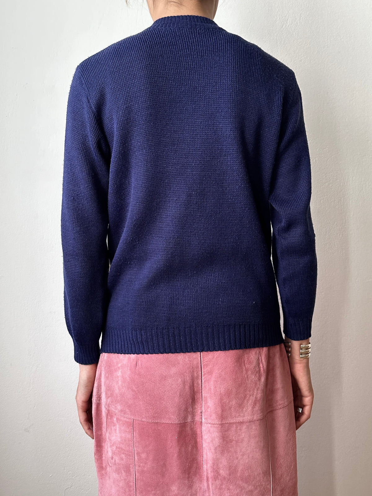 vintage zip-up knit cardigan with pockets