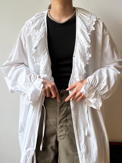 Vintage battenburg lace frill gown