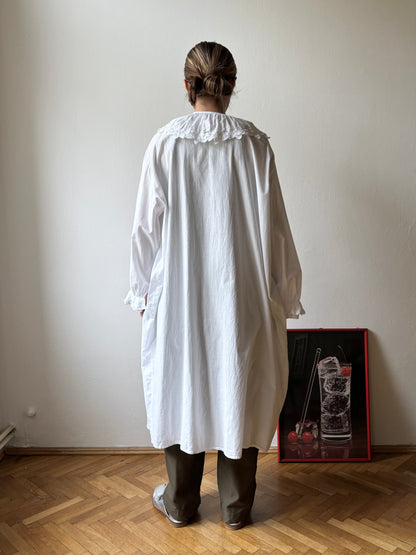 Vintage battenburg lace frill gown