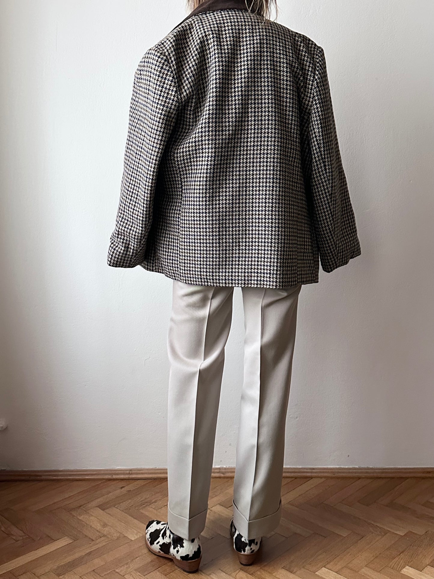 90s German houndstooth tailored jacket
