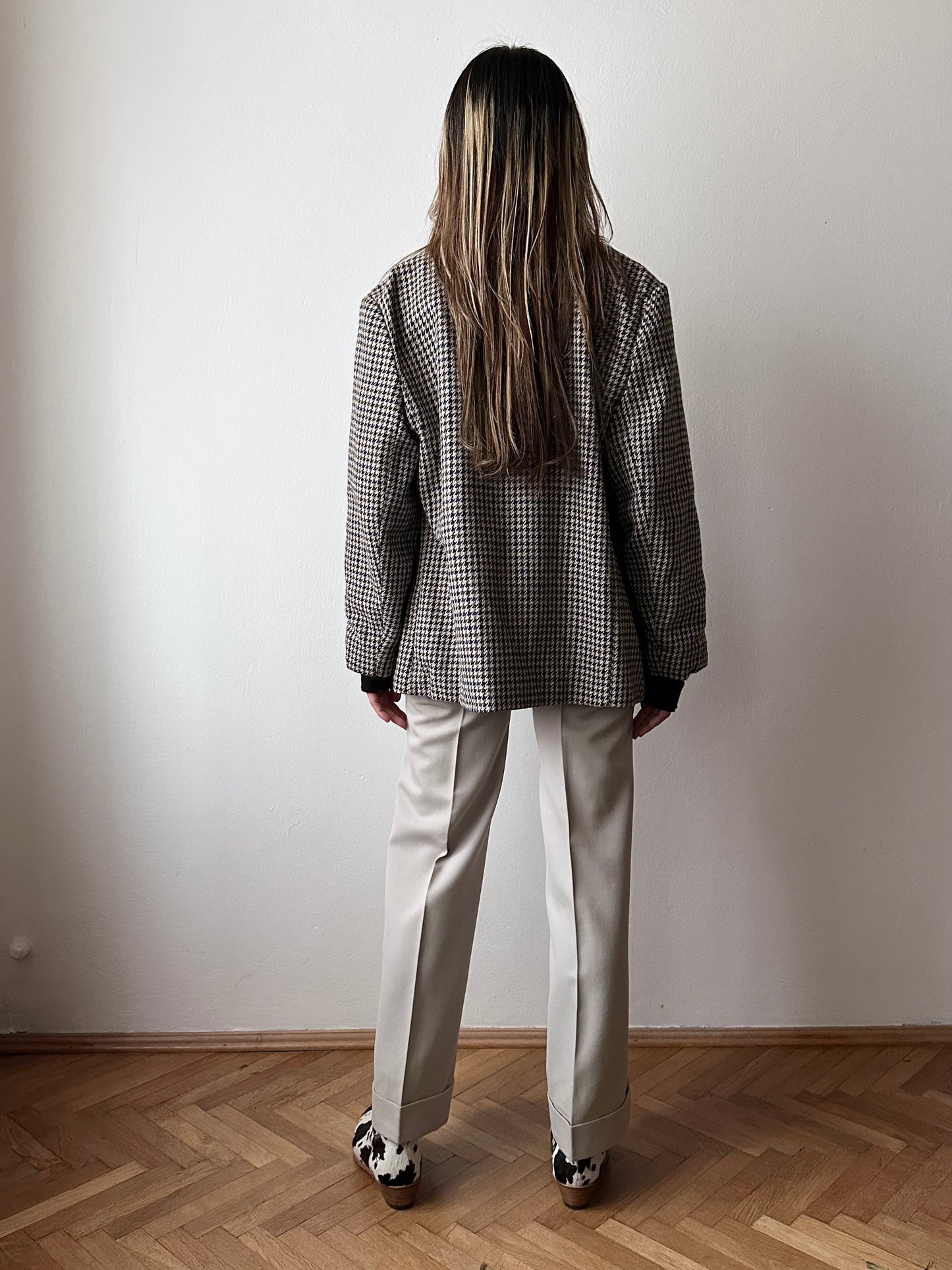 90s German houndstooth tailored jacket