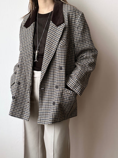 90s German houndstooth tailored jacket