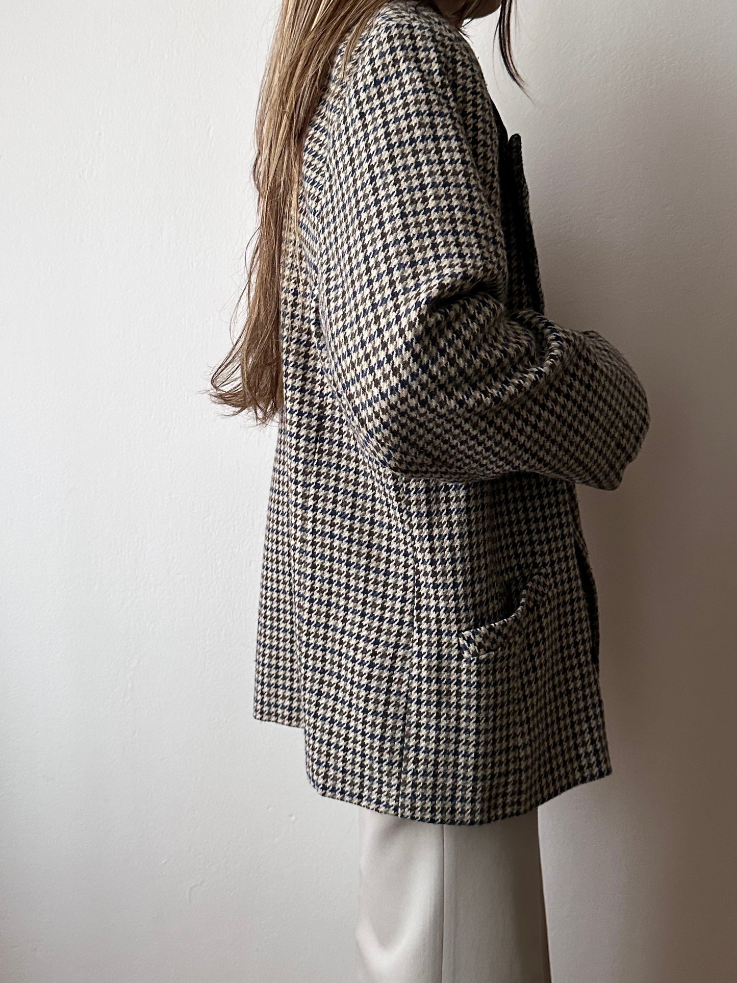 90s German houndstooth tailored jacket