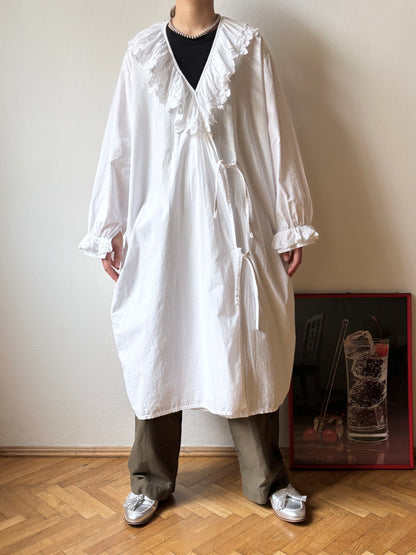 Vintage battenburg lace frill gown