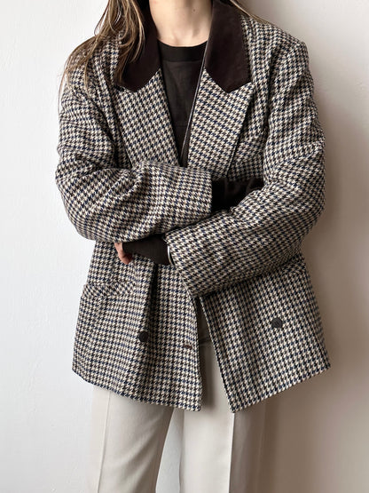 90s German houndstooth tailored jacket