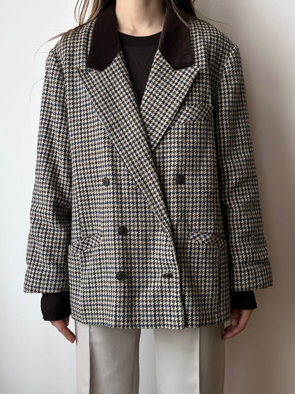 90s German houndstooth tailored jacket