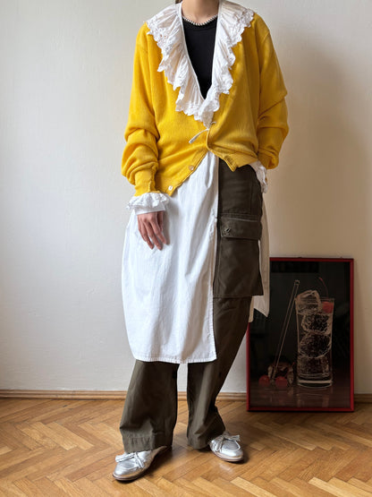 Vintage battenburg lace frill gown