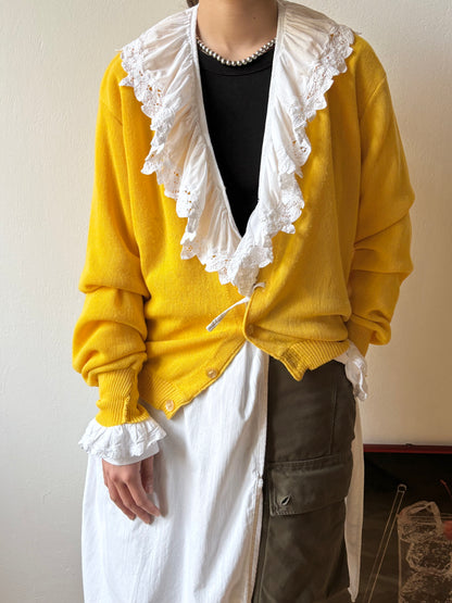 Vintage battenburg lace frill gown