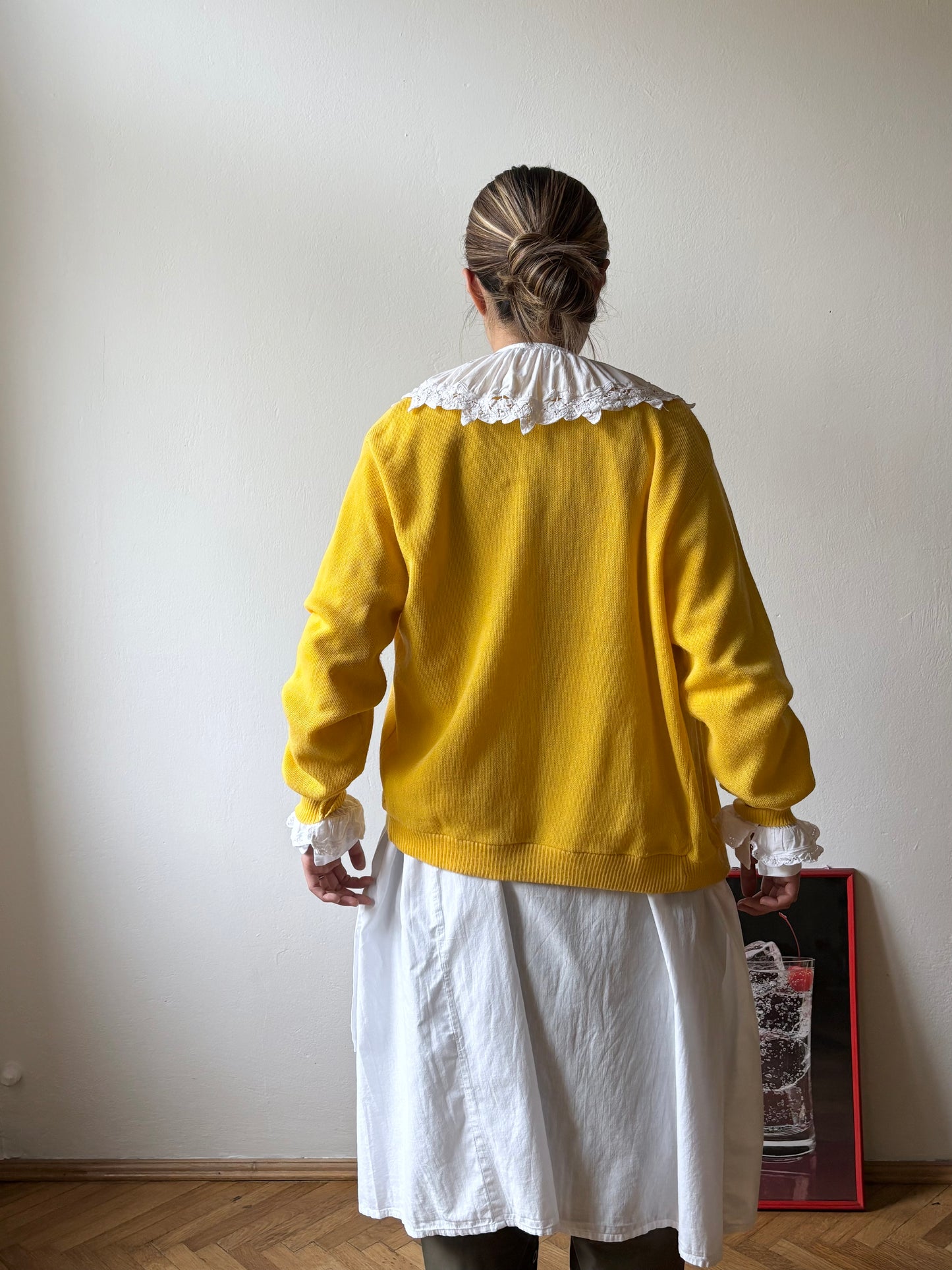 Vintage battenburg lace frill gown