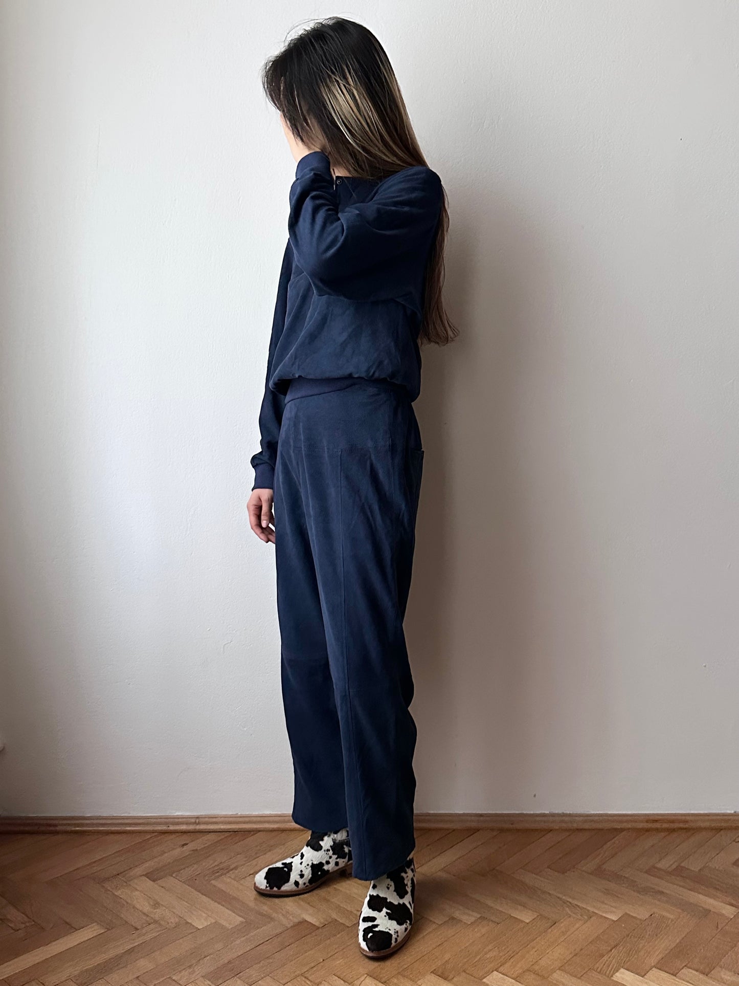 Brigitte Naux suede sweatpants