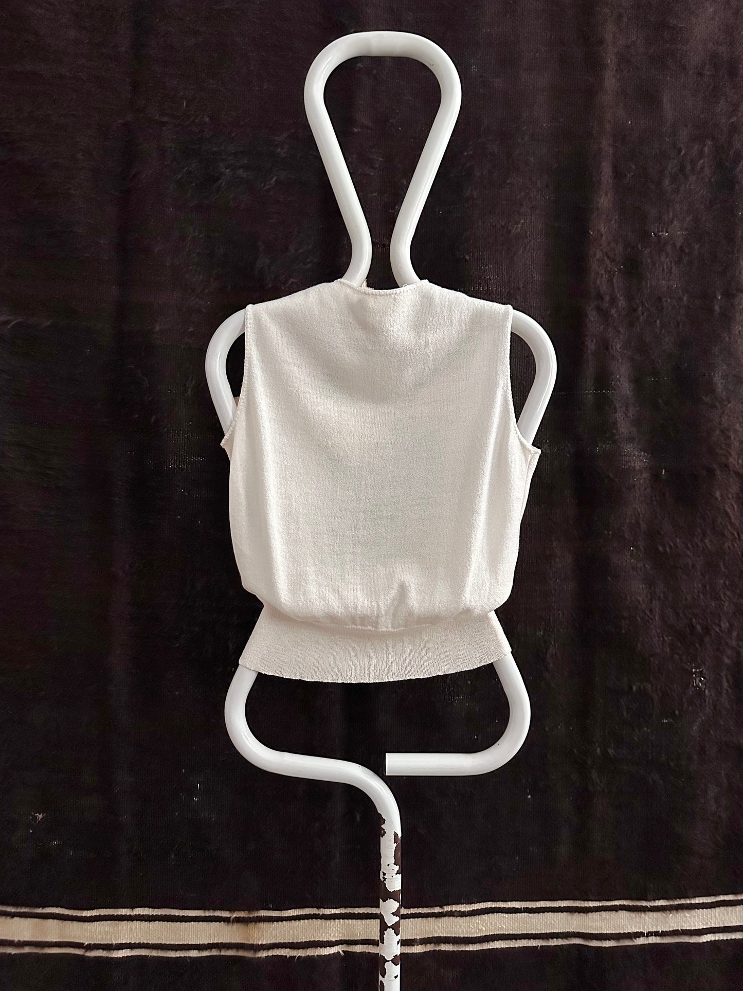 70s flower crochet chest summer knit