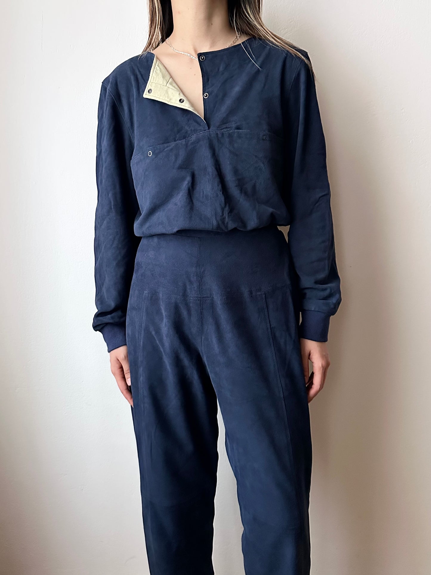 Brigitte Naux suede sweatshirt