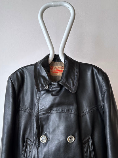 50's 1950's TOTO Praha Prague Vintage clothing store 古着屋 古着 50年代 Leather Jacket Sport Jacket スポジャケ レザージャケット レザー 革ジャン Black 黒 German Germany ドイツ ユーロ古着 ヨーロッパ古着 古着卸 ヴィンテージ プラハ