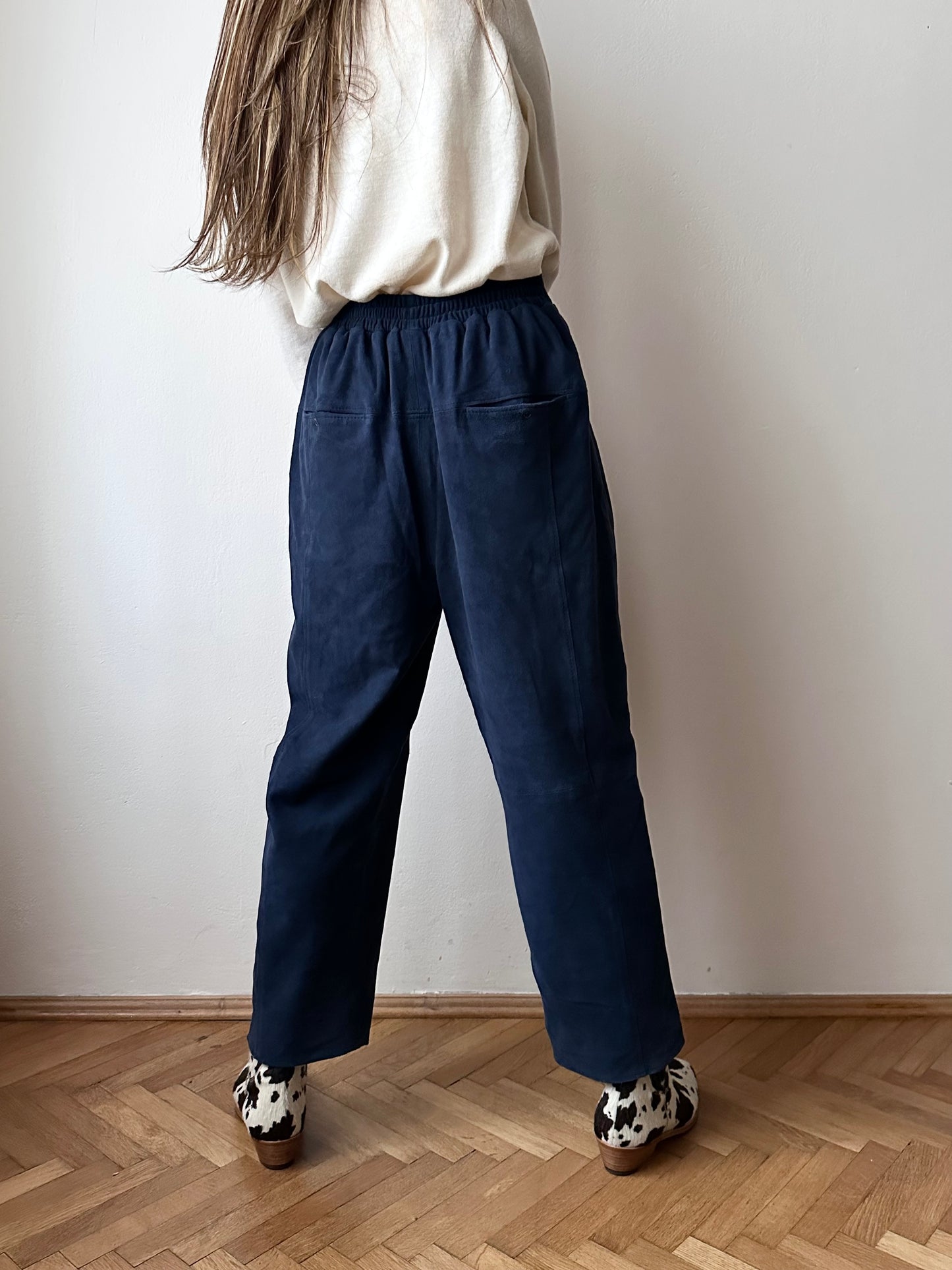 Brigitte Naux suede sweatpants