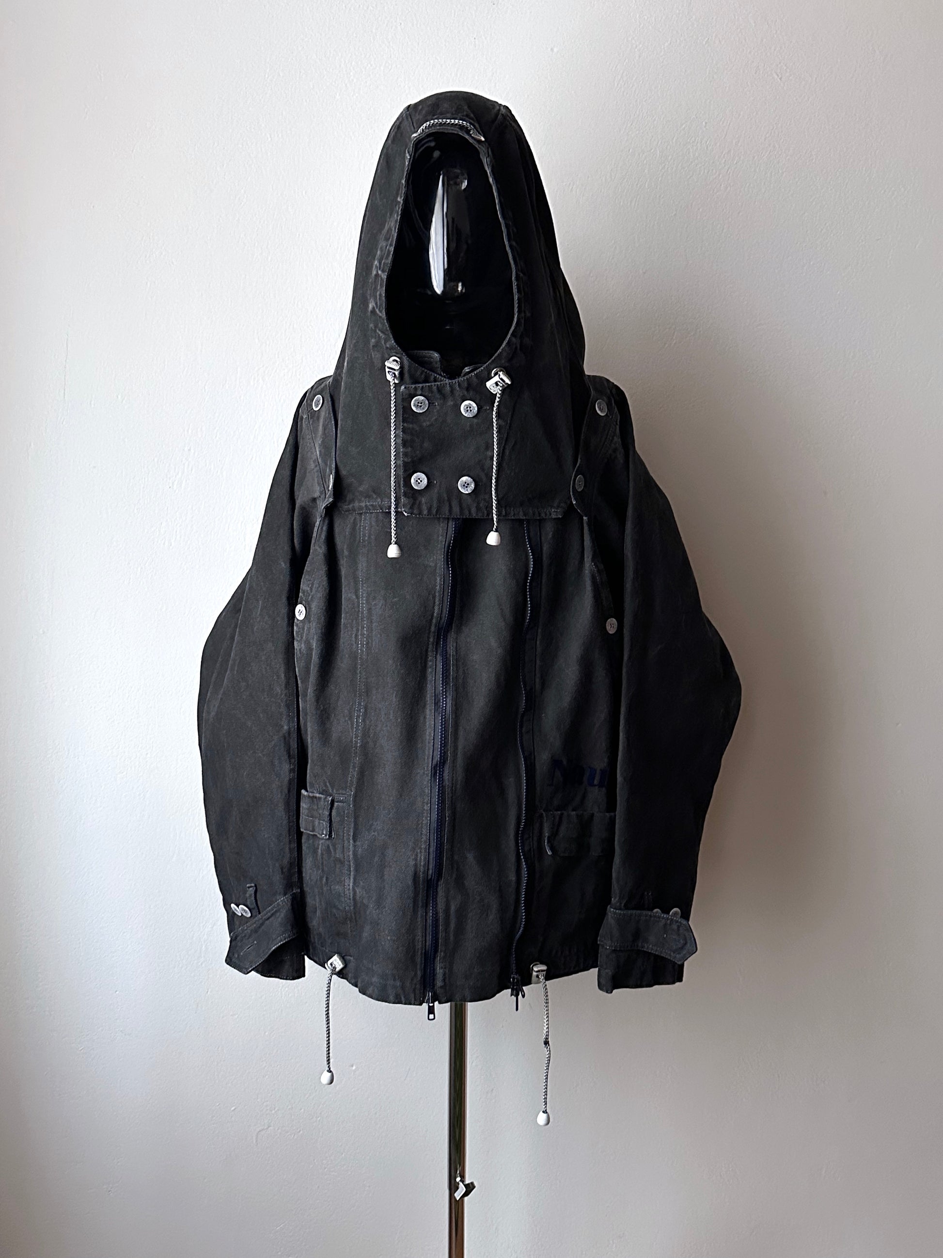 Berlin 90's Cotton jacket many zipper Garment dyed Black Toto Praha Vintage clothing store Showroom Prague Rare 90年代 古着屋  プラハ 黒 ガーメントダイ ユーロ古着 ヨーロッパ古着 ユーロヴィンテージ