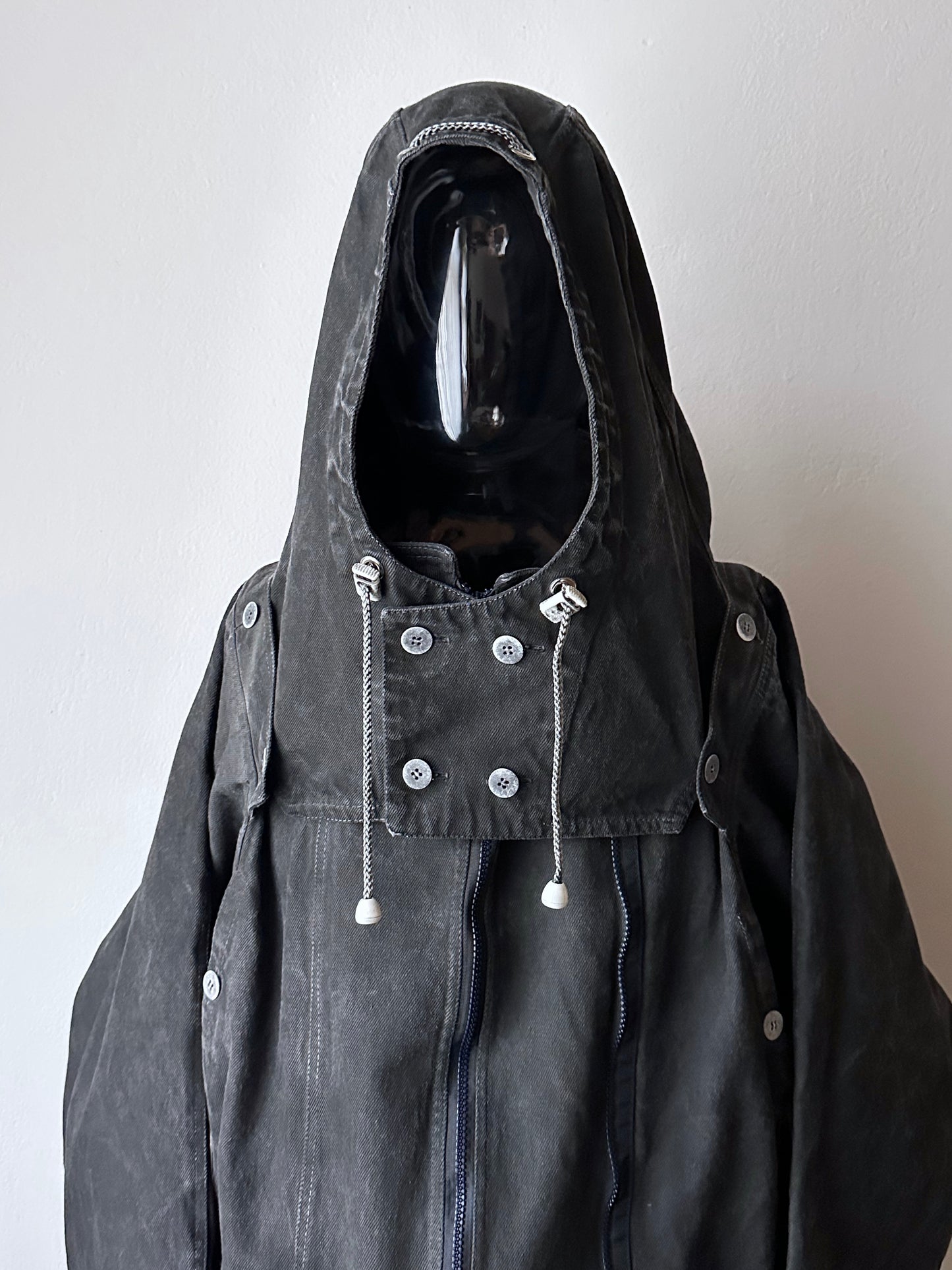 Berlin 90's Cotton jacket many zipper Garment dyed Black Toto Praha Vintage clothing store Showroom Prague Rare 90年代 古着屋  プラハ 黒 ガーメントダイ ユーロ古着 ヨーロッパ古着 ユーロヴィンテージ