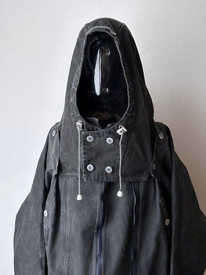 Berlin 90's Cotton jacket many zipper Garment dyed Black Toto Praha Vintage clothing store Showroom Prague Rare 90年代 古着屋  プラハ 黒 ガーメントダイ ユーロ古着 ヨーロッパ古着 ユーロヴィンテージ