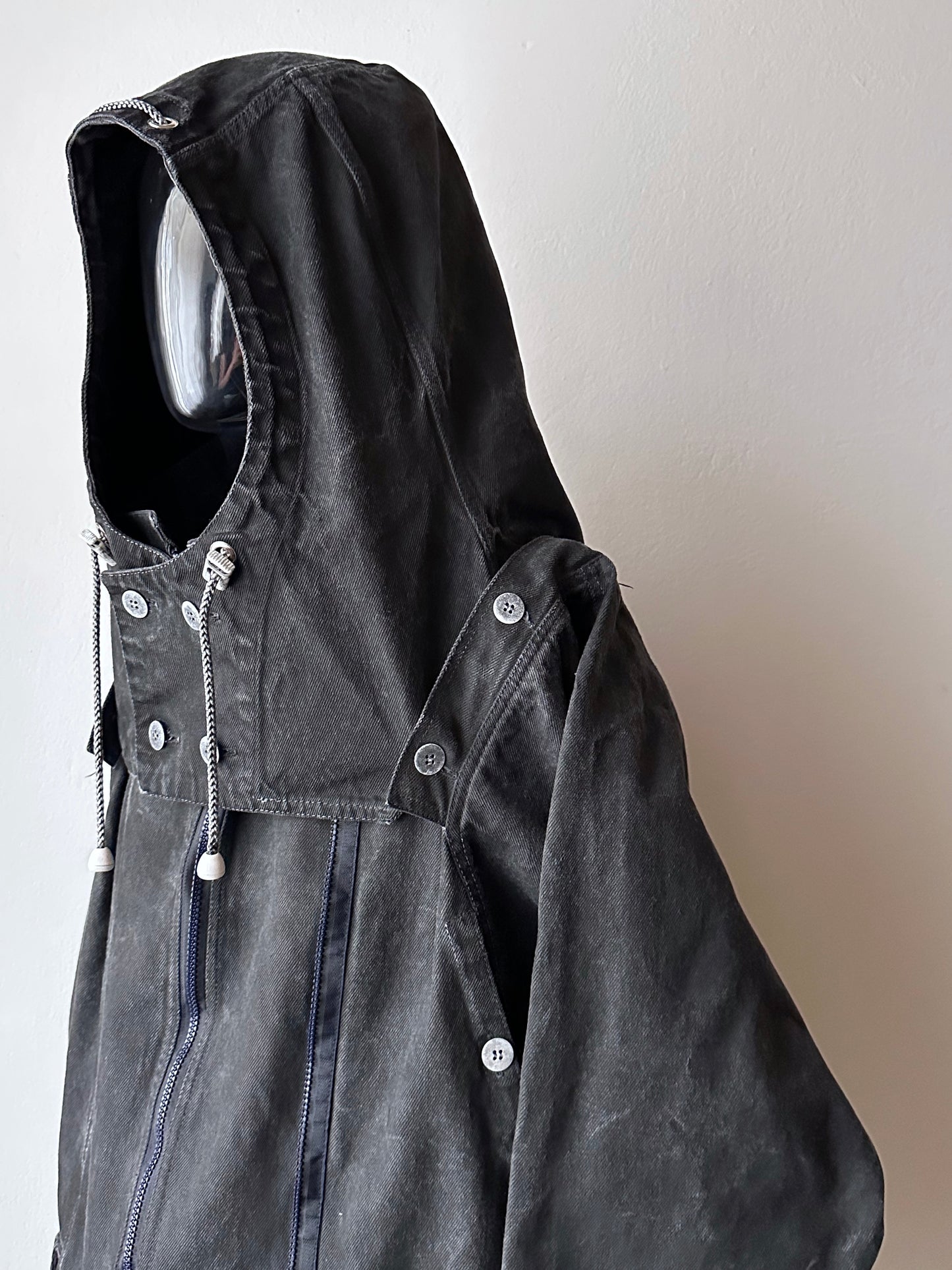 Berlin 90's Cotton jacket many zipper Garment dyed Black Toto Praha Vintage clothing store Showroom Prague Rare 90年代 古着屋  プラハ 黒 ガーメントダイ ユーロ古着 ヨーロッパ古着 ユーロヴィンテージ