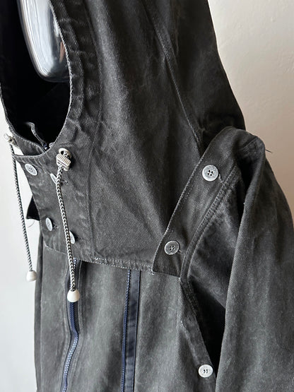 Berlin 90's Cotton jacket many zipper Garment dyed Black Toto Praha Vintage clothing store Showroom Prague Rare 90年代 古着屋  プラハ 黒 ガーメントダイ ユーロ古着 ヨーロッパ古着 ユーロヴィンテージ