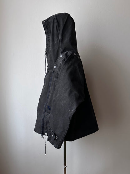 Berlin 90's Cotton jacket many zipper Garment dyed Black Toto Praha Vintage clothing store Showroom Prague Rare 90年代 古着屋  プラハ 黒 ガーメントダイ ユーロ古着 ヨーロッパ古着 ユーロヴィンテージ