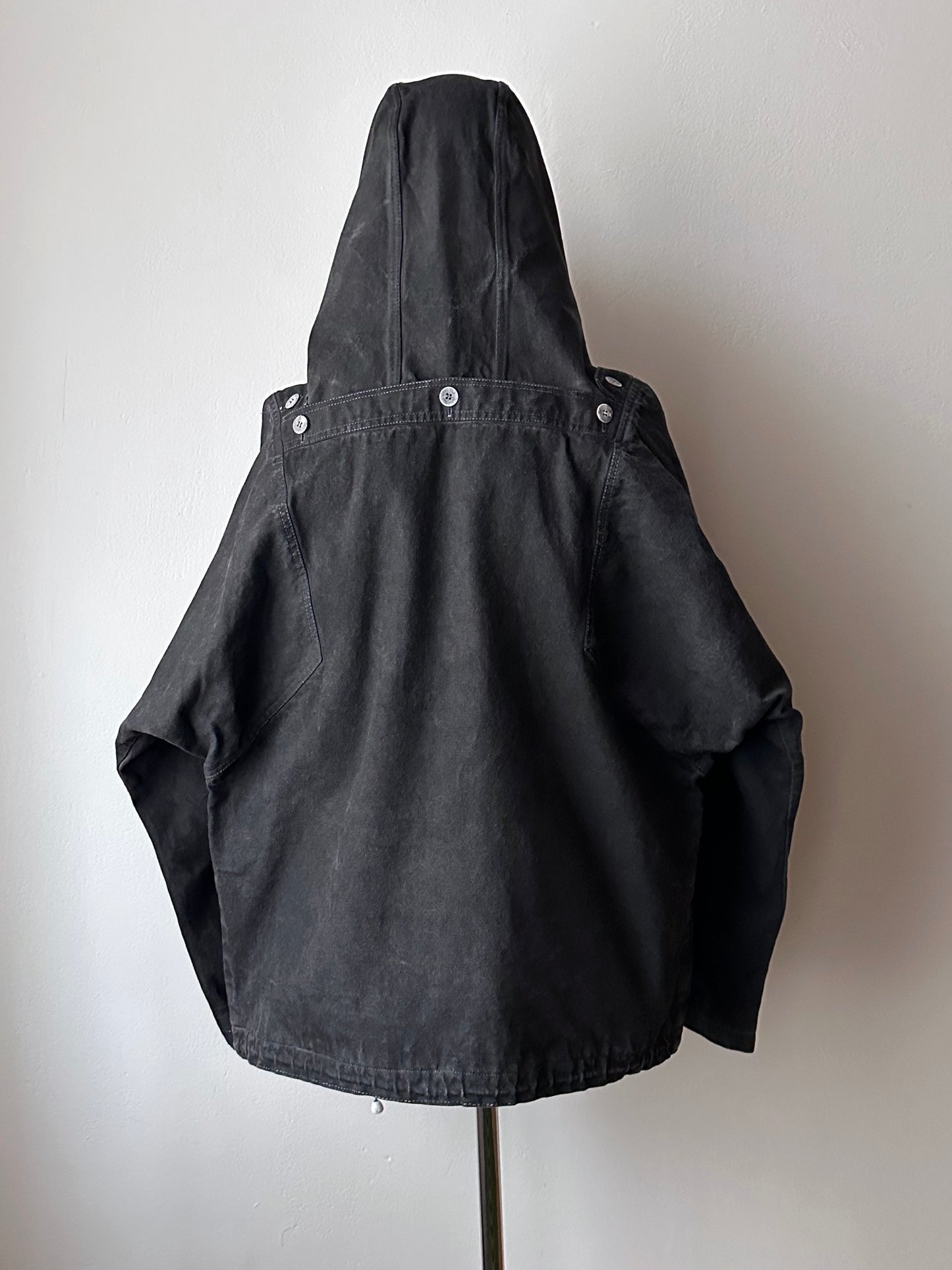 Berlin 90's Cotton jacket many zipper Garment dyed Black Toto Praha Vintage clothing store Showroom Prague Rare 90年代 古着屋  プラハ 黒 ガーメントダイ ユーロ古着 ヨーロッパ古着 ユーロヴィンテージ