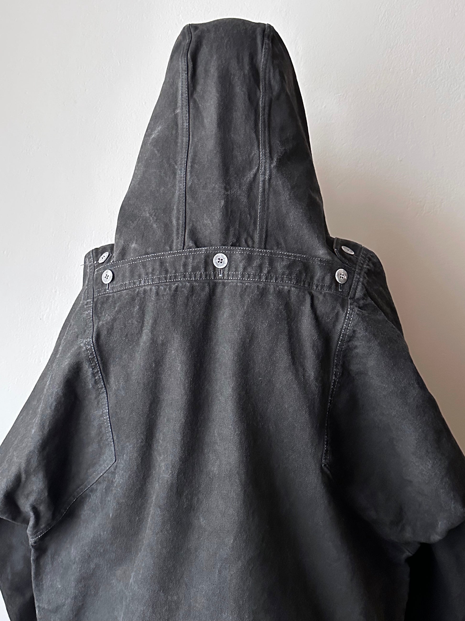 Berlin 90's Cotton jacket many zipper Garment dyed Black Toto Praha Vintage clothing store Showroom Prague Rare 90年代 古着屋  プラハ 黒 ガーメントダイ ユーロ古着 ヨーロッパ古着 ユーロヴィンテージ