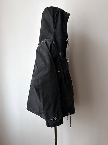 Berlin 90's Cotton jacket many zipper Garment dyed Black Toto Praha Vintage clothing store Showroom Prague Rare 90年代 古着屋  プラハ 黒 ガーメントダイ ユーロ古着 ヨーロッパ古着 ユーロヴィンテージ