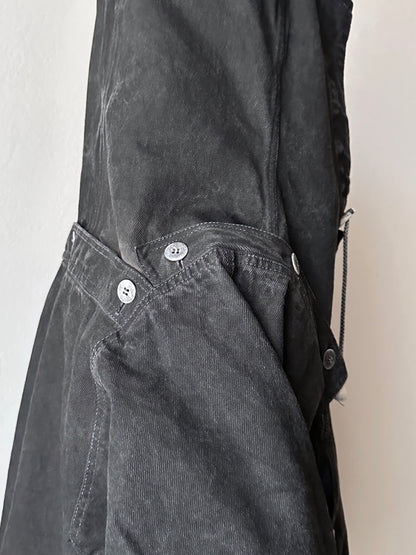 Berlin 90's Cotton jacket many zipper Garment dyed Black Toto Praha Vintage clothing store Showroom Prague Rare 90年代 古着屋  プラハ 黒 ガーメントダイ ユーロ古着 ヨーロッパ古着 ユーロヴィンテージ