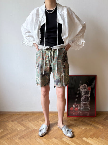 19th century cotton drawers with crochet lace