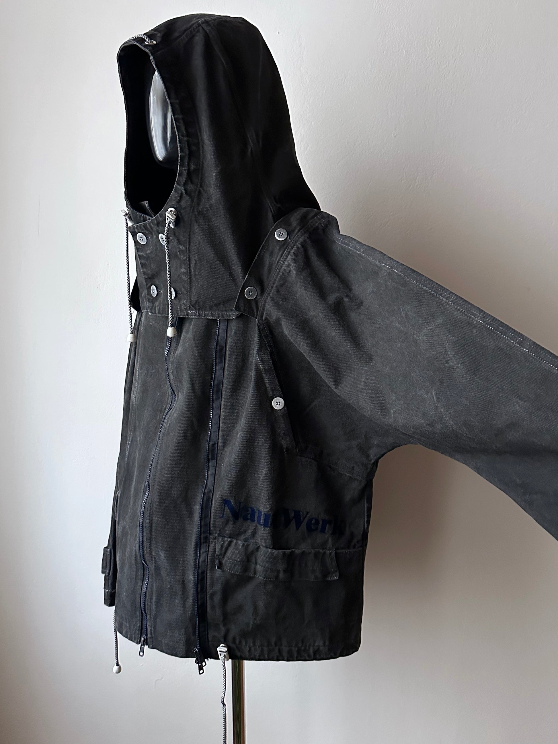 Berlin 90's Cotton jacket many zipper Garment dyed Black Toto Praha Vintage clothing store Showroom Prague Rare 90年代 古着屋  プラハ 黒 ガーメントダイ ユーロ古着 ヨーロッパ古着 ユーロヴィンテージ