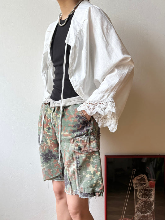 19th century cotton drawers with crochet lace