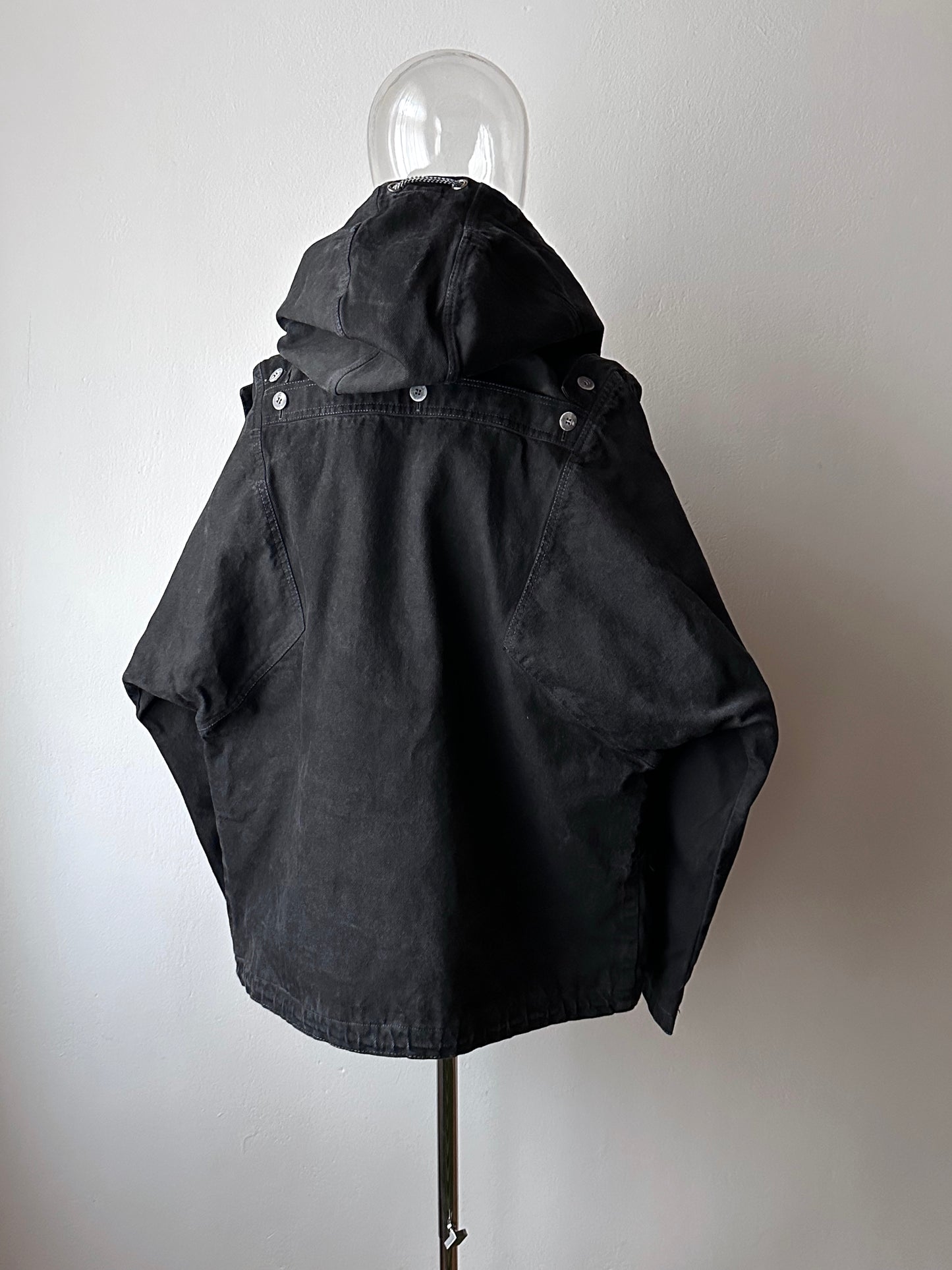 Berlin 90's Cotton jacket many zipper Garment dyed Black Toto Praha Vintage clothing store Showroom Prague Rare 90年代 古着屋  プラハ 黒 ガーメントダイ ユーロ古着 ヨーロッパ古着 ユーロヴィンテージ