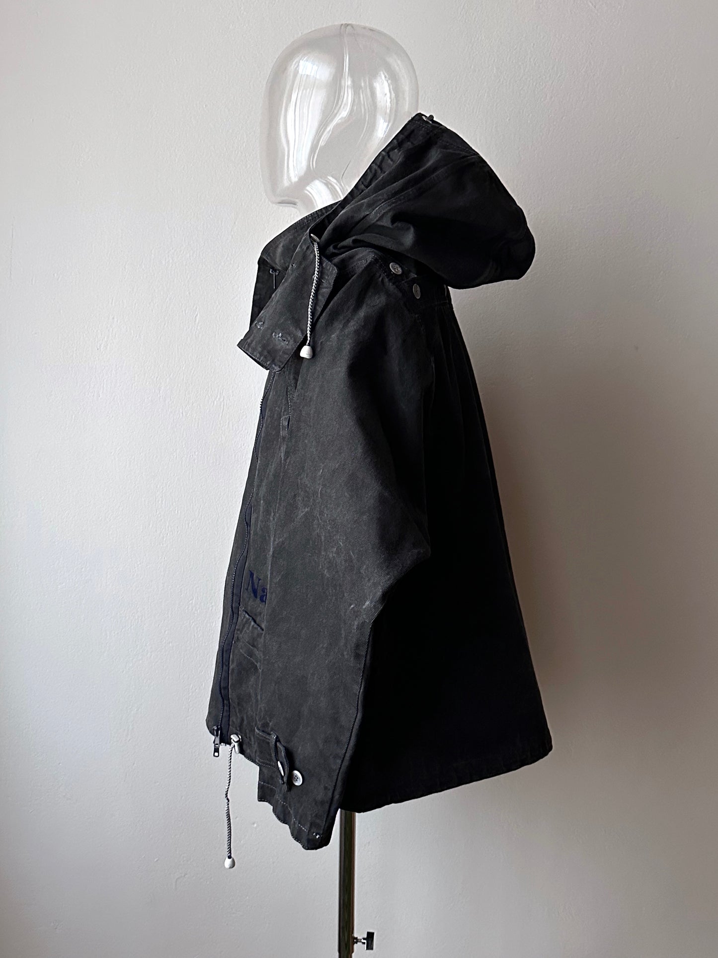 Berlin 90's Cotton jacket many zipper Garment dyed Black Toto Praha Vintage clothing store Showroom Prague Rare 90年代 古着屋  プラハ 黒 ガーメントダイ ユーロ古着 ヨーロッパ古着 ユーロヴィンテージ