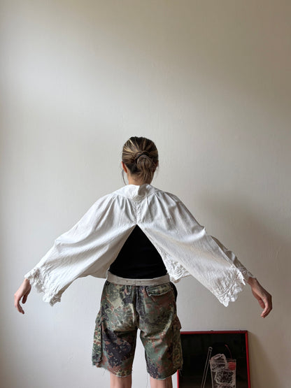 19th century cotton drawers with crochet lace