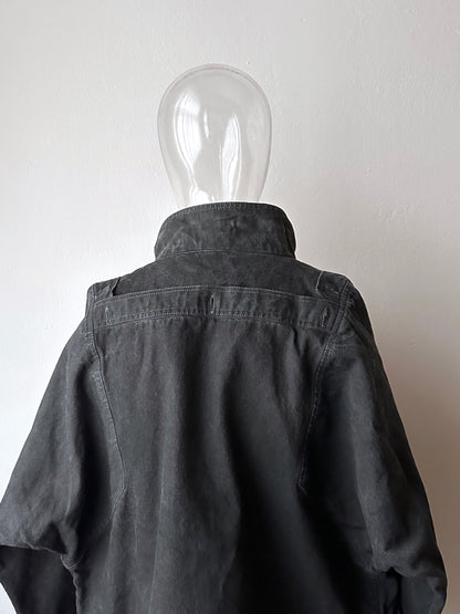 Berlin 90's Cotton jacket many zipper Garment dyed Black Toto Praha Vintage clothing store Showroom Prague Rare 90年代 古着屋  プラハ 黒 ガーメントダイ ユーロ古着 ヨーロッパ古着 ユーロヴィンテージ