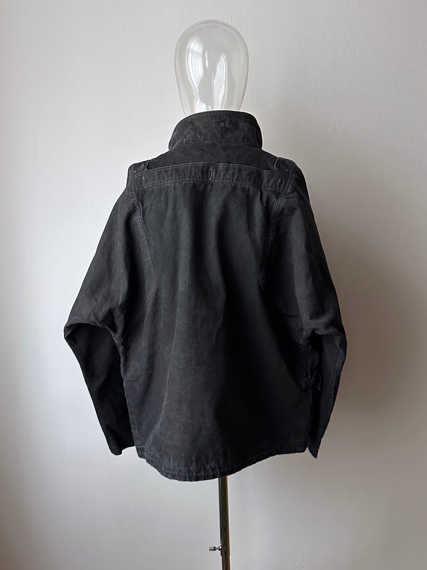 Berlin 90's Cotton jacket many zipper Garment dyed Black Toto Praha Vintage clothing store Showroom Prague Rare 90年代 古着屋  プラハ 黒 ガーメントダイ ユーロ古着 ヨーロッパ古着 ユーロヴィンテージ