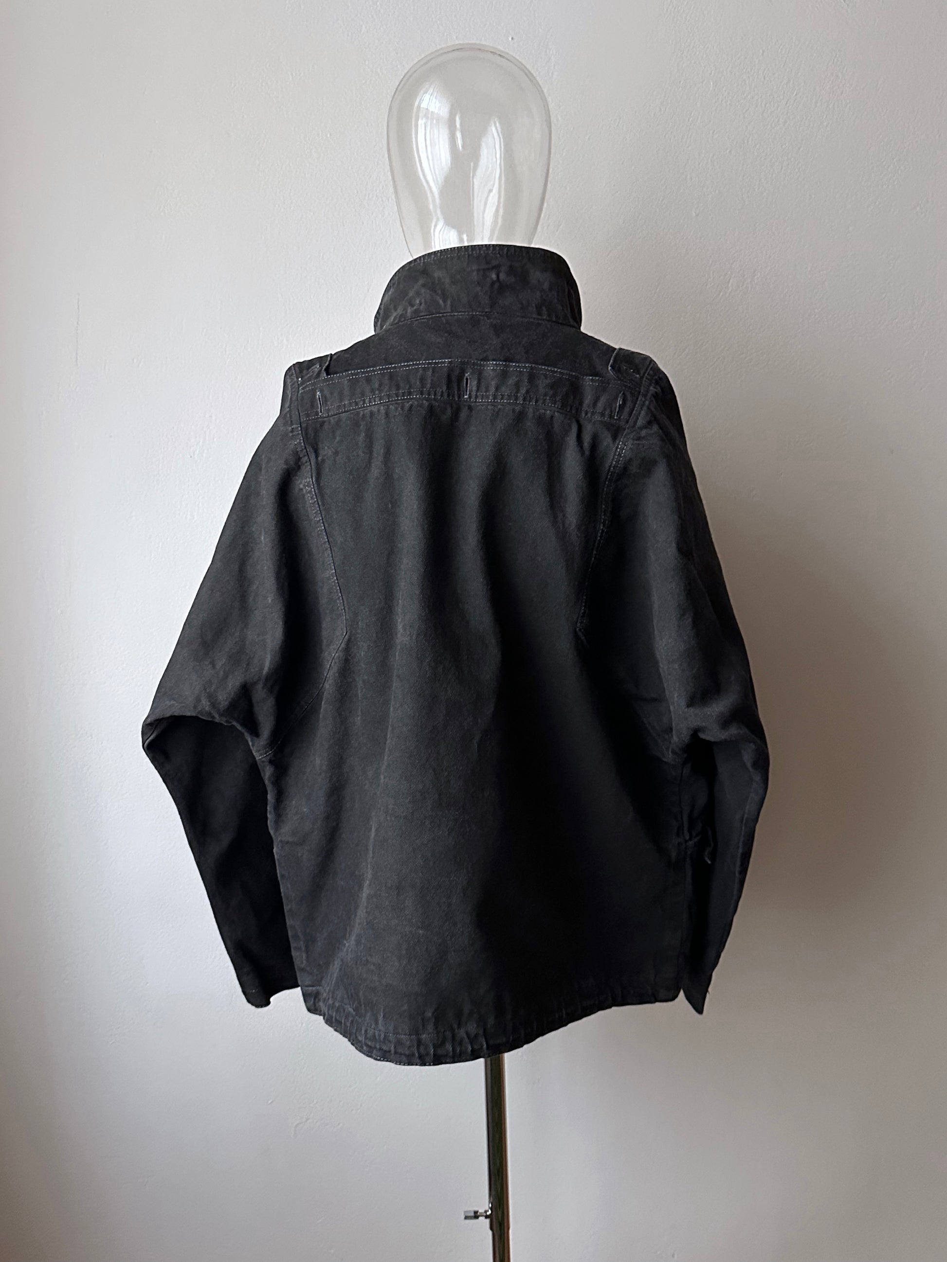 Berlin 90's Cotton jacket many zipper Garment dyed Black Toto Praha Vintage clothing store Showroom Prague Rare 90年代 古着屋  プラハ 黒 ガーメントダイ ユーロ古着 ヨーロッパ古着 ユーロヴィンテージ