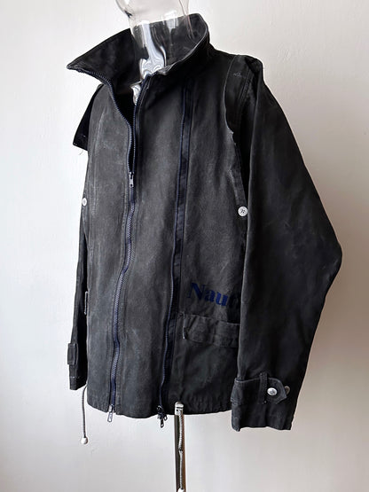 Berlin 90's Cotton jacket many zipper Garment dyed Black Toto Praha Vintage clothing store Showroom Prague Rare 90年代 古着屋  プラハ 黒 ガーメントダイ ユーロ古着 ヨーロッパ古着 ユーロヴィンテージ