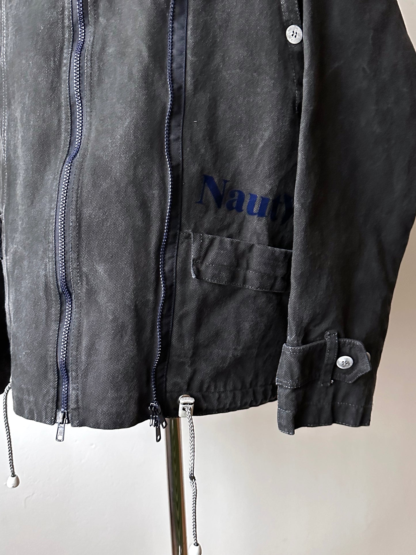 Berlin 90's Cotton jacket many zipper Garment dyed Black Toto Praha Vintage clothing store Showroom Prague Rare 90年代 古着屋  プラハ 黒 ガーメントダイ ユーロ古着 ヨーロッパ古着 ユーロヴィンテージ