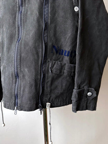 Berlin 90's Cotton jacket many zipper Garment dyed Black Toto Praha Vintage clothing store Showroom Prague Rare 90年代 古着屋  プラハ 黒 ガーメントダイ ユーロ古着 ヨーロッパ古着 ユーロヴィンテージ