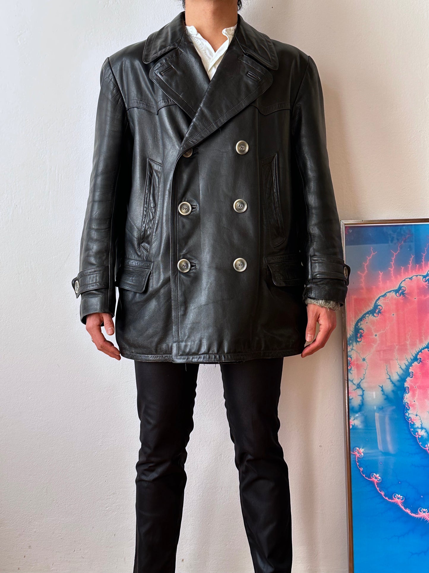 50's 1950's TOTO Praha Prague Vintage clothing store 古着屋 古着 50年代 Leather Jacket Sport Jacket スポジャケ レザージャケット レザー 革ジャン Black 黒 German Germany ドイツ ユーロ古着 ヨーロッパ古着 古着卸 ヴィンテージ プラハ