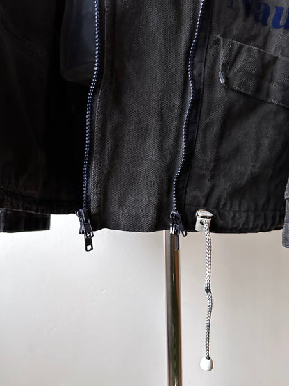 Berlin 90's Cotton jacket many zipper Garment dyed Black Toto Praha Vintage clothing store Showroom Prague Rare 90年代 古着屋  プラハ 黒 ガーメントダイ ユーロ古着 ヨーロッパ古着 ユーロヴィンテージ