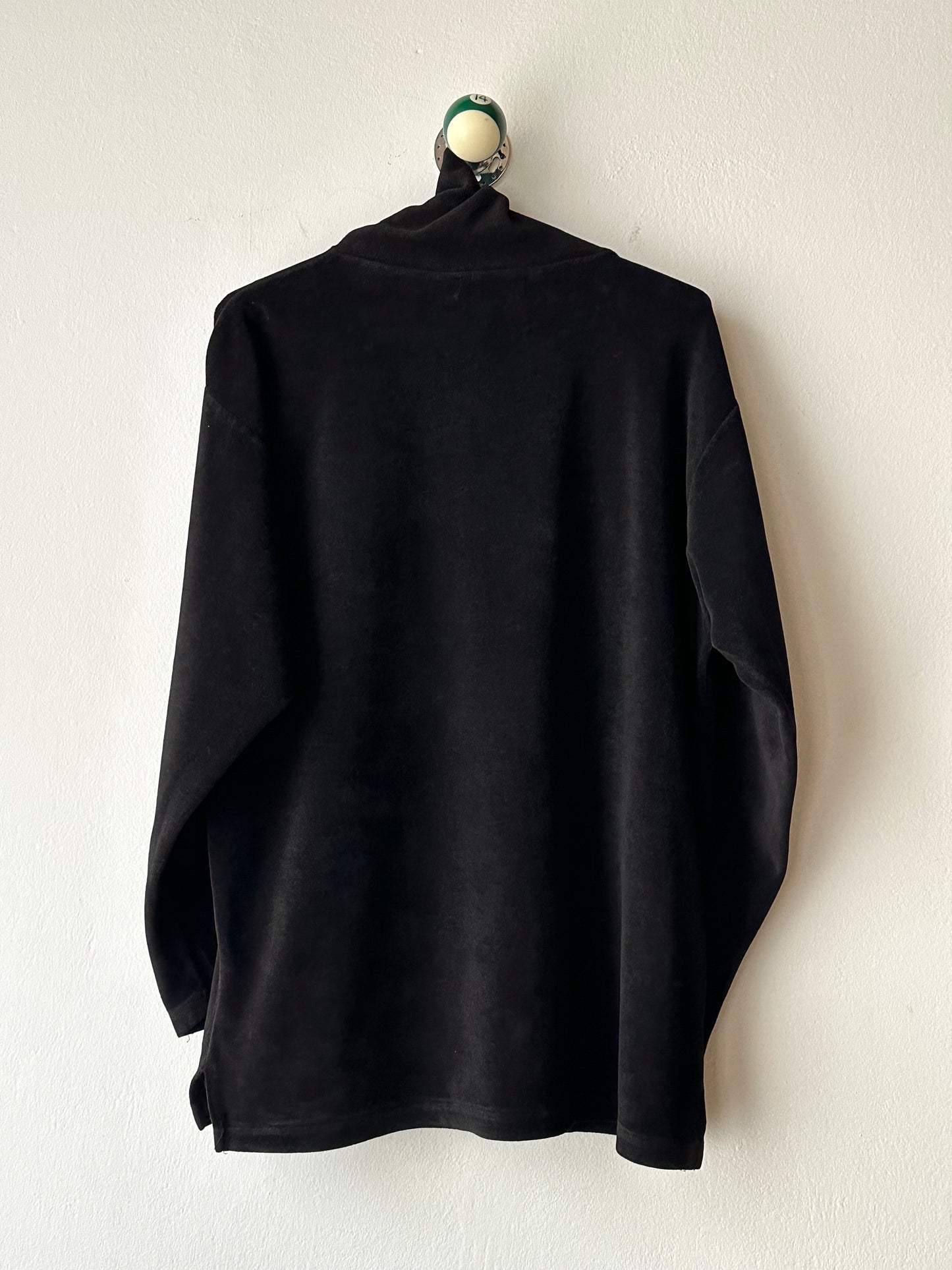 1990s black faux velour top - L~XL
