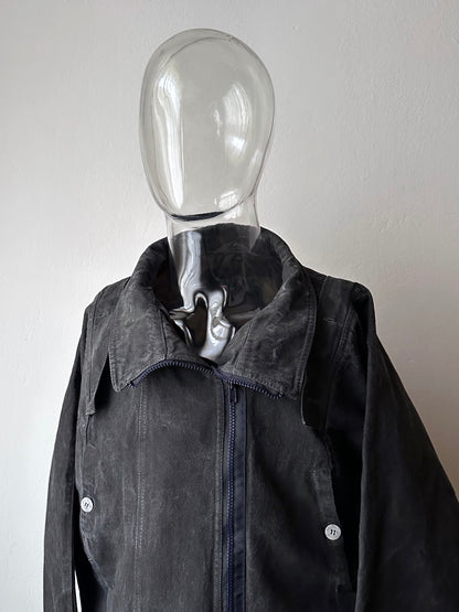 Berlin 90's Cotton jacket many zipper Garment dyed Black Toto Praha Vintage clothing store Showroom Prague Rare 90年代 古着屋  プラハ 黒 ガーメントダイ ユーロ古着 ヨーロッパ古着 ユーロヴィンテージ