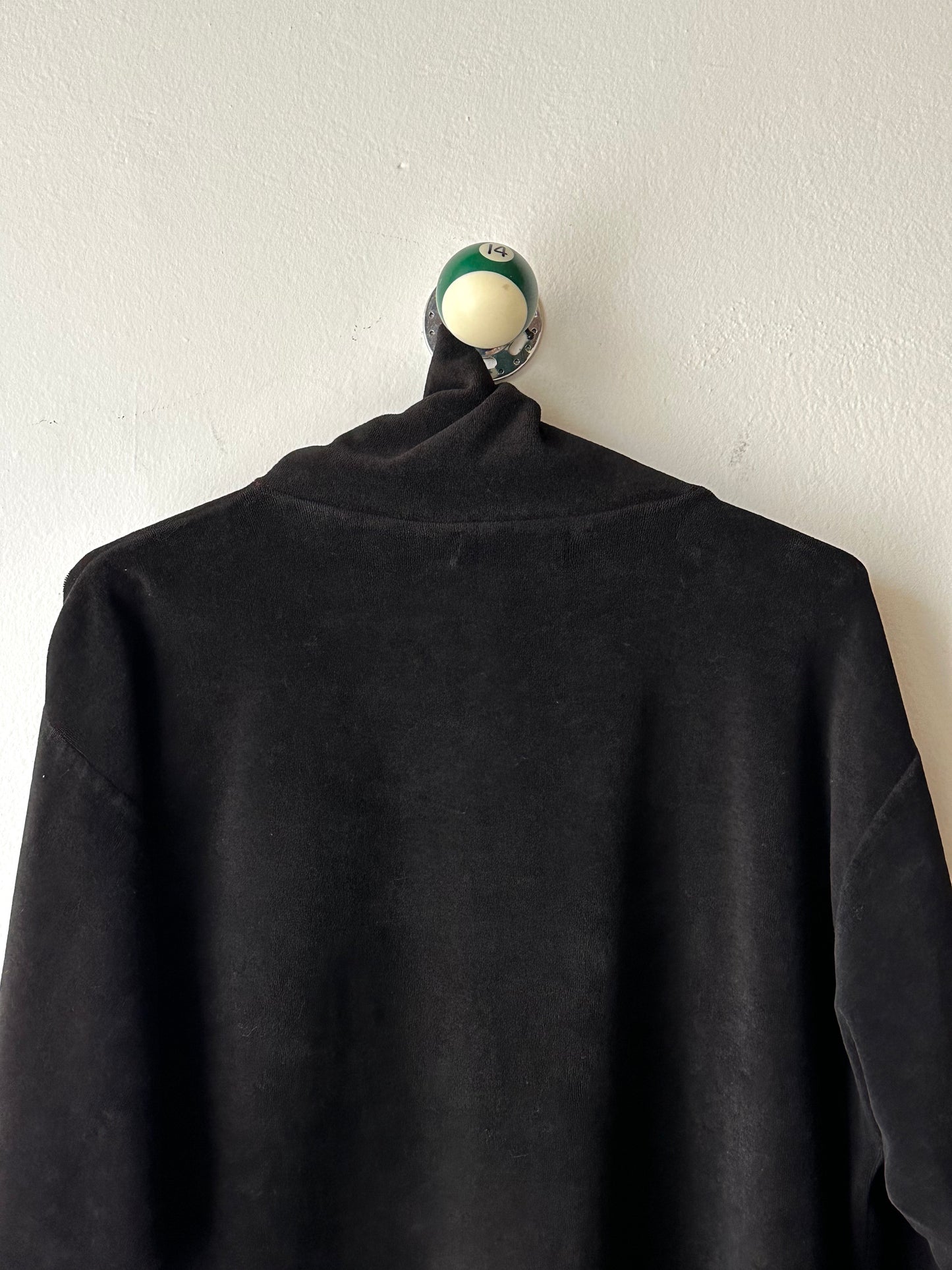 1990s black faux velour top - L~XL