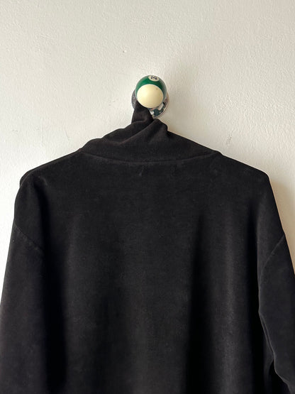 1990s black faux velour top - L~XL