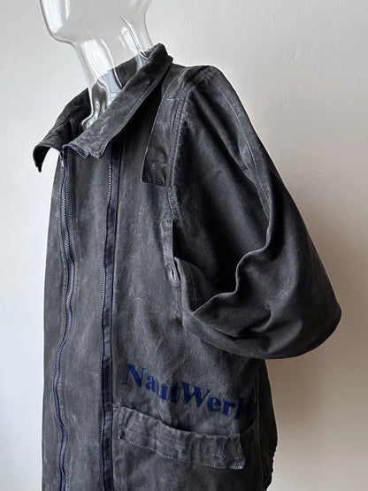 Berlin 90's Cotton jacket many zipper Garment dyed Black Toto Praha Vintage clothing store Showroom Prague Rare 90年代 古着屋  プラハ 黒 ガーメントダイ ユーロ古着 ヨーロッパ古着 ユーロヴィンテージ