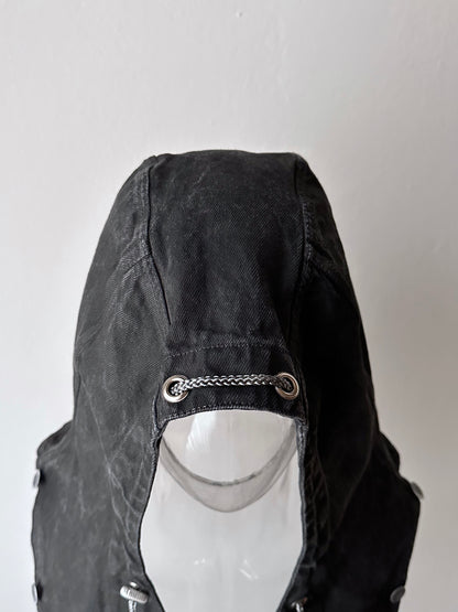 Berlin 90's Cotton jacket many zipper Garment dyed Black Toto Praha Vintage clothing store Showroom Prague Rare 90年代 古着屋  プラハ 黒 ガーメントダイ ユーロ古着 ヨーロッパ古着 ユーロヴィンテージ