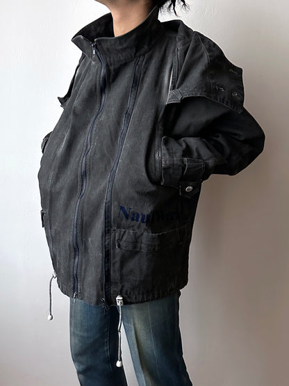 Berlin 90's Cotton jacket many zipper Garment dyed Black Toto Praha Vintage clothing store Showroom Prague Rare 90年代 古着屋  プラハ 黒 ガーメントダイ ユーロ古着 ヨーロッパ古着 ユーロヴィンテージ